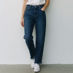 ASOS Denim Blue Fringe Hem Straight Button Fly Jeans Size 26